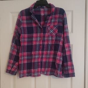 Plaid Womens Flannel Pajama Top M